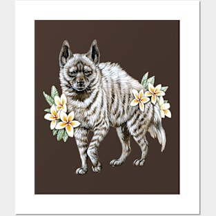 Striped Hyena with Frangipanis Posters and Art